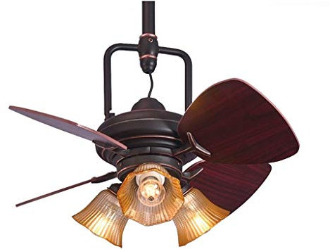 Fan light Ceiling Fan 24 Wood Leaf Ceiling Fan Light Modern Metal Ceiling Fan Light Living Room Mute Retro LED Remote Control Ceiling Lamp (Size : 24 in)
