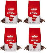 Lavazza, Qualità Rossa, Coffee Beans, 4 Packets of 1 kg, with Aromatic Notes of Chocolate and Dried Fruit, Arabica and Robusta, Intensity 5/10, Medium Roast