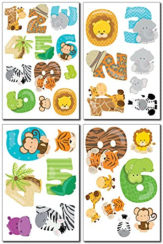 Samunshi® Wandtattoo Safari Zahlen Set Wandbilder Kinderzimmer Deko Junge Wandtattoo Kinderzimmer Mädchen Wandsticker Kinderzimmer