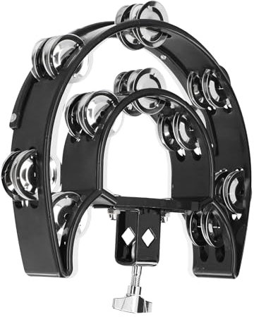 Mini Tambourine Half Moon Hand Bell Rassel Zweireihige Glocken Musikalische Rhythmusinstrumente für Drummer Gitarristen