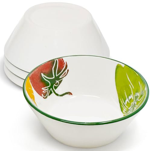 Lashuma 4 teiliges Schüssel Set 14 cm Ø, Müslischalen bunt Gemüse, Frühstücksschalen Keramik
