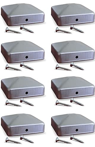 Panoroof Lot de 8 capuchons de poteau de clôture en métal en acier galvanisé Argenté 90 x 90 mm