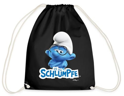 Spreadshirt Die Schlümpfe Schlaubi Schlumpf Logo Turnbeutel, One size, Schwarz