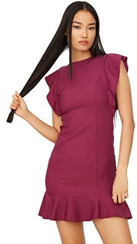 TRENDYOL Detailliertes Kleid des Rüschens NAN, Lilla, 42 Donna