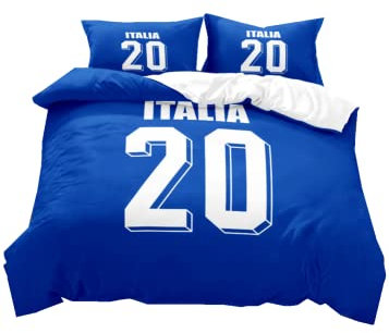 National Football Team Core Player Number Printing Bettbezug Fußballfan Sports European Style King Size Bettwäsche Geeignet für Jungen und Mädchen Teen Erwachsene mit Kissenbezug (Ltaly,135x200 cm)