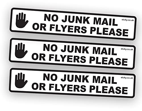 Stcky No Junk Mail or Flyers pleases Vinyl Sticker for Main Door [Pack of 3]