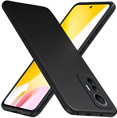 TesRank Funda Xiaomi 12 Lite 4G & 5G, Carcasa 6.55 TPU Suave Fundas para Xiaomi 12 Lite 4G & 5G Flexible [Resistente a arañazos] [Ultrafina Ligero]-Negro