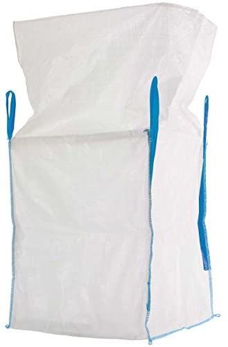 Safetytex Big Bag mit Schürze 90 x 90 x 110 cm - Tragfähigkeit 1000kg - Entsorgung Bags - Schüttgutbehälter -BigBag - Schüttgüter Big Pack - Robuster Transportsack (1 Stück)