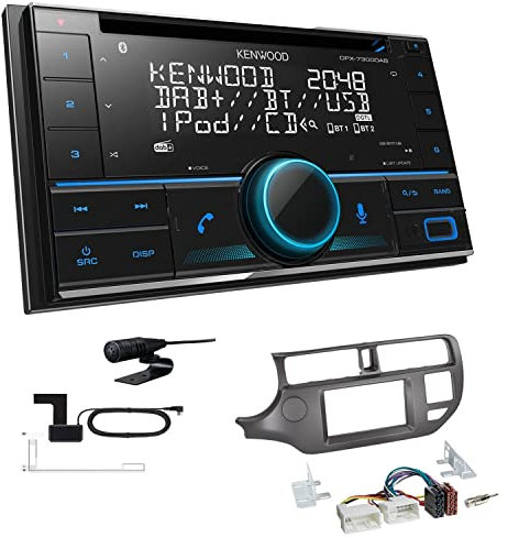 Kenwood DPX-7300DAB 2-DIN Autoradio mit Bluetooth Digitalradio DAB+ USB CD passend für KIA Rio III 2011-2015 anthrazit