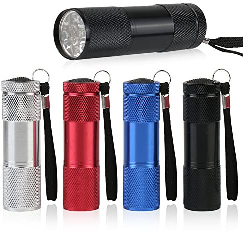 Vaileal Small LED Torch: 4 Pack Portable Mini LED Torches, Mini Torch Super Bright with 9 LEDs, Colorful Pocket Torch Flashlight for Kids, Torches for Kids Adult Camping Hiking Outdoor Party Gifts
