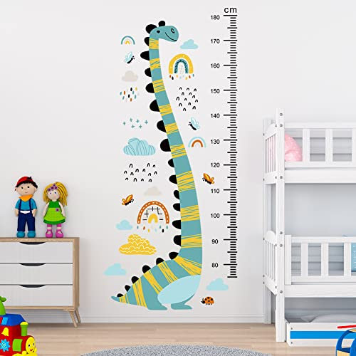 HGDESIGN® Wandtattoo Wandaufkleber Höhe Messlatte Maßband Dinosauer Kinderzimmer Babyzimmer Kind Baby Junge Mädchen Wandsticker Wanddeko