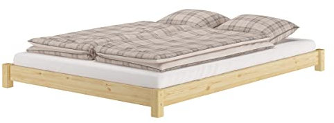 Erst-Holz Flaches Futon-Doppelbett Bodenbett Niedrigbett 140x200 Kiefer massiv V-60.51-14, Ausstattung:ohne Zubehör
