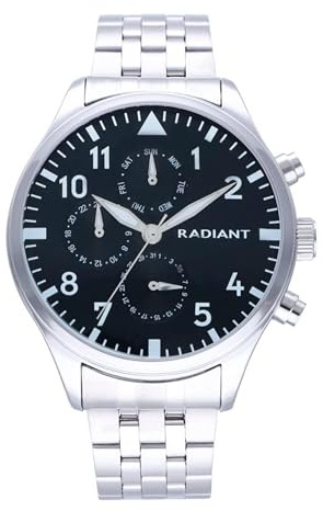 Radiant - Caiman Kollektion - Analog Quarzuhr. Herrenarmbanduhr. Armbanduhr mit silberfarbenem Zifferblatt und Edelstahlarmband. Größe 43mm. 5ATM.