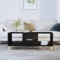 FIRBNUS Wohnzimmertisch Modern 102x50x40 cm Tisch Wohnzimmer Couchtisch Beistelltisch Stilvollen Kleiner Coffee Table Coutischtisch Sofatisch Schwarz Holzwerkstoff 2 Offene Fächer und Schublade