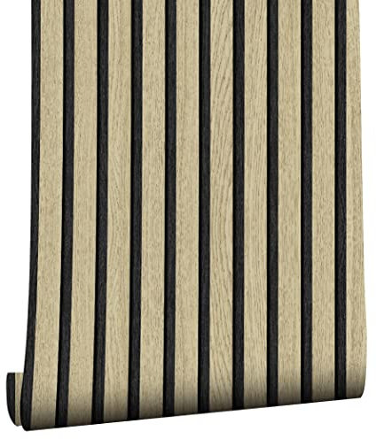 myforHD Self-Adhesive Wood Grating Wallpaper Wood Stripe Grain Natural Wooden Slats Wallpaper Peel and Stick Contact Paper PVC Vinyl Film Removable Waterproof