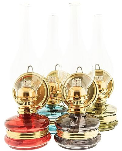 Öllampe Petroleumlampe Vintage Dekoration Dekolampe Glaszylinder Blau