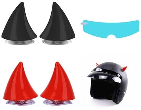 Motorrad Helm Hörner, Motorradhelm Hörner, 4 Stück Helm-Dekoration, Gummi-Horn Zubehör, Motorradhelmhorn, Saugnapf Horn Helm Dekoration,Motorrad Helm Hörner Eckdekoration,Motorradhelm Devil Demon Horn