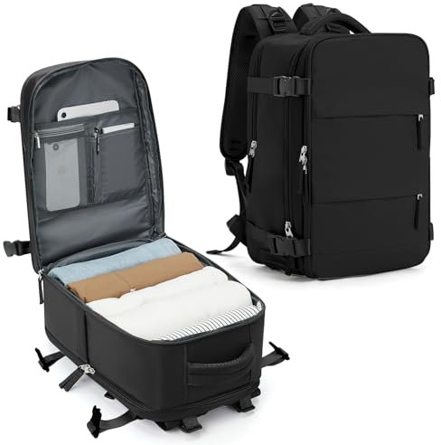 SZLX Handgepäck Rucksack 40x20x25 für Ryanair Reiserucksack Flugzeug Unter Sitzplatz Tasche Easyjet Handgepäck 45x36x20 Laptop Rucksack mit Schuhfach für Herren Damen Schulrucksack Jungen Teenager