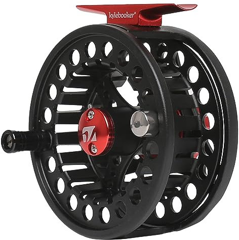 Kylebooker Moulinet de pêche à la Mouche Grande tonnelle avec Corps en Aluminium Moulinet à Mouche (7/8 WT, Noir)