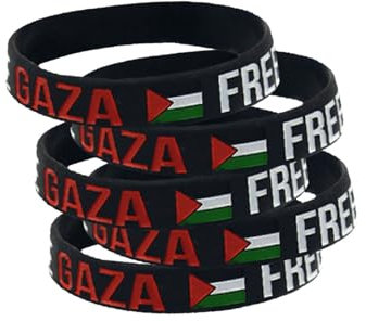 HRTLSS Free PaläStina Armband,Save Gaza Silikonarmband,Free Palestine Palästina Zeichen Silikon Handring Inspiration Armband,Save Gaza Armbänder Charms Manschette Armreif (5 Stück-Schwarz)