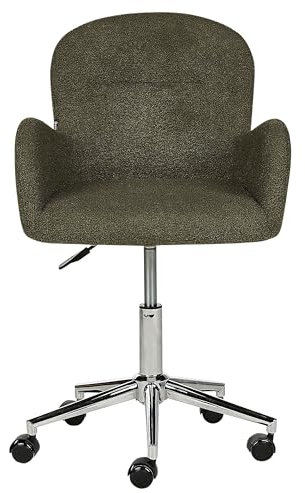 Beliani Bürostuhl Bouclé grün höhenverstellbar drehbar mit Armlehnen modern Priddy