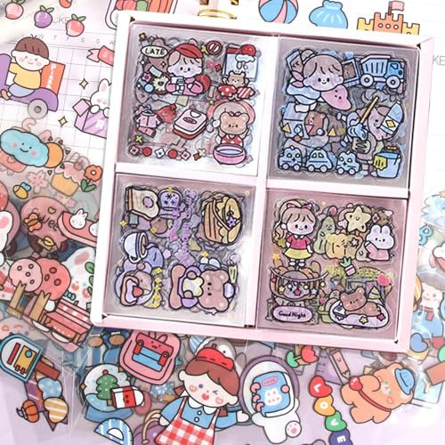 100 Blatt Kawaii Sticker, 600 pcs Niedliche Cartoon Aufkleber, Cute Mädchen Kawaii Stickers Zum Scrapbook, Dekorieren Von Tagebüchern, Notizblöcken, Handys, Laptops