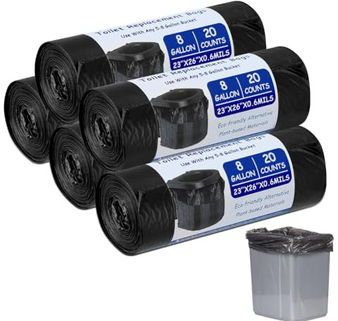 100 Stück Toilettenbeutel Schwarz Set,30L biologisch abbaubare Toilettenbeutel-Campingtoilette Beutel für Campingtoiletten,Wasserdichte Trenntoilette Zubehör für Mobile Toiletten,Wandern,Reisen