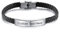 INBLUE Bracciale in Pelle Personalizzato con Incisione Testo Bracciale per Uomo Amico Etichetta in Acciaio Inox Regolabile Bracciale Corda Intrecciata Gioielli Moda Regalo per Anniversario - Nero