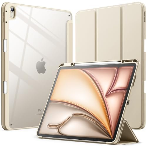 JETech Coque pour iPad Air 13 Pouces M3/M2 (2025/2024) avec Porte-Pencil, Étui Housse Arrière Clair Transparente Support Fine Antichoc, Veille/Réveil Automatique (Lumière Stellaire)
