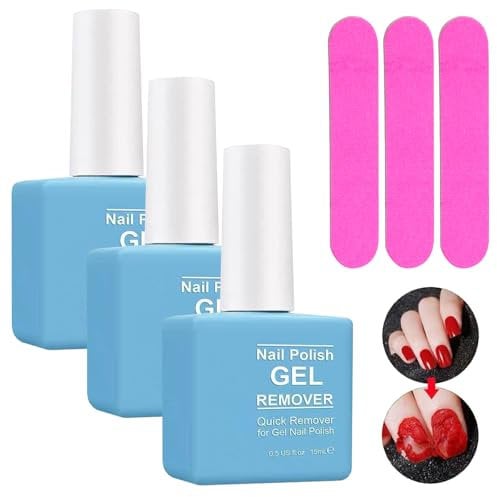 Nadiaen 3 Pcs Gel Nail Polish Remover,Gel Nail Remover Nail Gel Remover Gel Remover Polish Shellac Nail Polish Remover Kit Removes in 2-3 Minutes No Foil Soaking or Wrapping Required