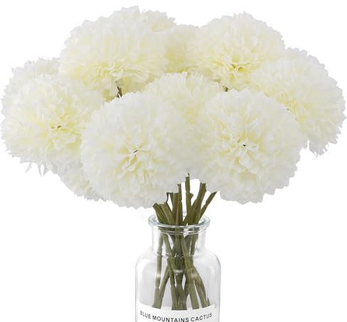 Fonyiunce 12 Piezas Flores de Hortensia Artificial, Centros de Mesa, Flores de Hortensia Artificial,Ramo Artificial, para Decoración del Hogar,Oficina, Jardín (Blanco)