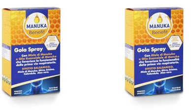 Gola Spray, con Miele ed Olio essenziale di Manuka, ad effetto balsamico, gusto miele limone 20 ml (Confezione da 2)