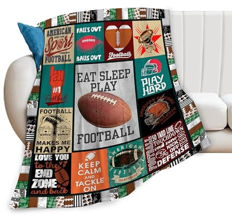 American Football-Decke, Fußballspieler, Überwurfdecke, superweicher Plüsch, leicht, warm, Fleece-Flanell, Vintage-Sportdekoration, Decke, Geschenke für Mädchen, Frauen, Jungen, Männer, Kinder, für