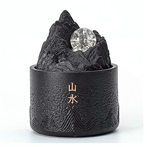 Small Ceramic Indoor Tabletop Water Fountain with Rolling Ball - Desktop Circulation Flowing Fountain Ornaments for Living Room and Office