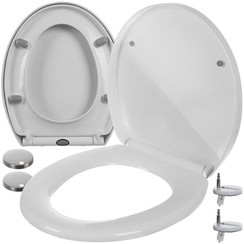WC-Sitz mit Absenkautomatik Quick-Release-Funktion Verstellbares Scharnier-System WC-Deckel Soft-Close Einfache Montage Weiß 24547