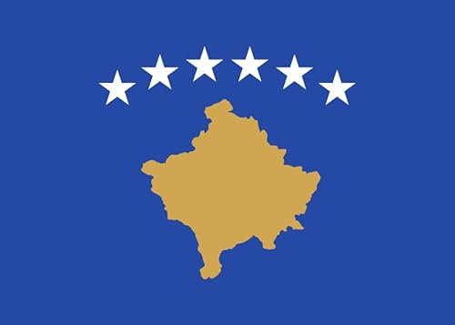 Bandera de Kosovo con ojales de latón, 150 x 90 cm, resistente a la intemperie, para mástil de bandera, extragrande, ancha, larga, XL, XXL