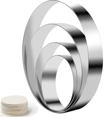 4 Pcs Round Cookie Cutter Set, Circle Biscuit Cookie Cutter Geometric Cookie Cutters Shapes Molds Metal Baking Rings for Pastry Cutters,Stainless Steel Biscuit Cutters for Baking -5.7/4.9/3.7/2.9inch