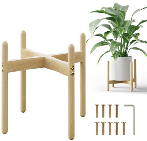 Gorouy Support de Plante Interieur en Bois, Porte de Pot de Fleurs 33x30 cm, Support de Plante Moderne de Mid-Century, Décoration pour Intérieur & Extérieur Maison, Jardin