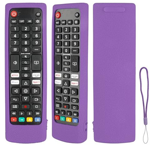 Custodia Telecomando in Silicone Compatibile Con LG AKB74915324 AKB76037605 AKB76040301 AKB74915346 AKB75375608 TV Telecomando Copertura Protettiva Antiurto Con un Cordino(Viola)
