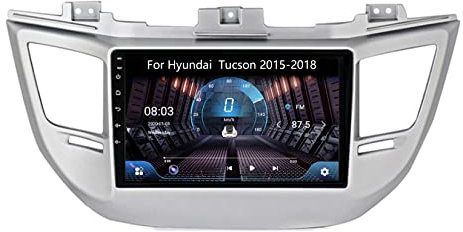 Genérico Estéreo de automóvil de Doble DIN Compatible con Apple Carplay Android Auto para Hyun-dai Tucson 2015-2018 Cámara de Respaldo de Radio de automóvil Am/FM Plug and Play, Control del Volante,