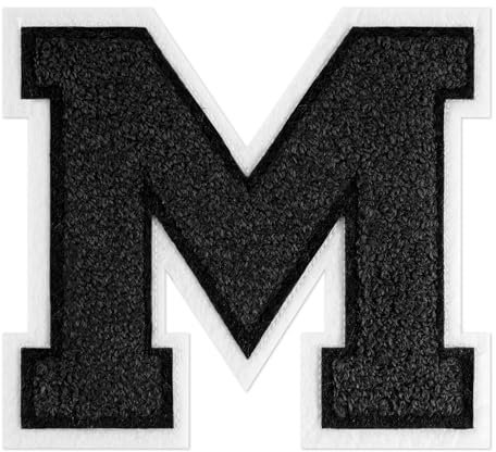 QianSiLi 4.5 Inch Chenille Iron On Letters for Clothes Varsity Letter Patches Embroidered Patch Iron On Patches for Clothing Varsity Jacket Hoodie (Black,M)