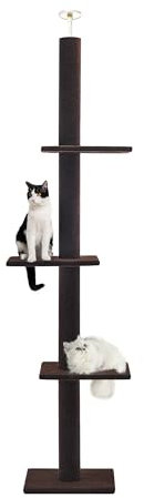 Max & Marlow Cat Tree Floor to Ceiling Cat Tower Height 95-108 Adjustable Kitten Tree Tall Climbing Tree with Carpet Scratching Post and Mat Cat Pole for Indoor Cats,Dark Brown
