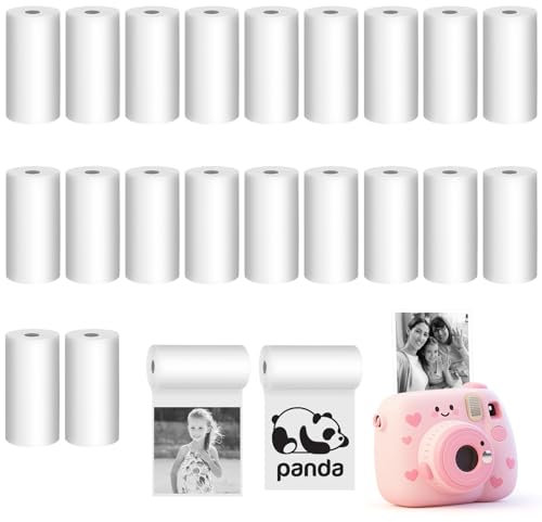 Thermopapier für Kinderkamera, 57mm x 25mm x 7m Thermopapier für Kinder Sofortbildkameras, Thermodrucker Papier Weiß, Kinderkamera Nachfülldruckpapier für Scrapbooking, Fotos, Etiketten, 20 Rollen