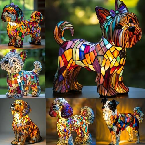 SAROZZTAL Dackel Lampe/Corgi Lampe/Mops Lamp Nachtlicht aus der Hunde-Serie, gebeiztes Harz, französische Bulldogge, Tischlampe, niedliches Haustier-Hunde-Thema, Haustier-Dekolampe für Hundefans (H)