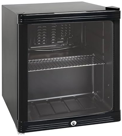 Générique Armoire à Boissons Réfrigérée 52L - Température +2/+10°C - 3 Grilles - Porte Battante avec Serrure - Éclairage LED - Compacte Noire