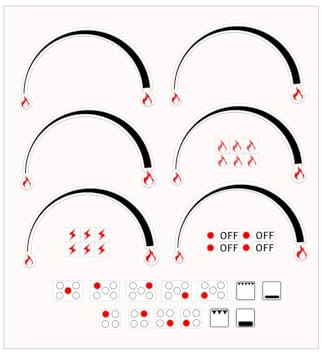 Flame Indicators Ring Stove Sticker Decal 3Pcs Flame Indicators Ring Stove Labels Oven Replacement Adhesive knob Symbols for Burner Cooktop Bumper Cooktop Hob Cooker Top Markings (red)