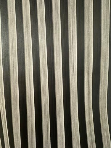 WPE® Acoustic Wood Slat Effect 3D Vinyl Wallpaper – Realistic Textured Wall Panels – Modern Wooden Panel Design for Accent Walls, Living Room, Bedroom, Home Office, Easy to Apply - Charcoal DL1023