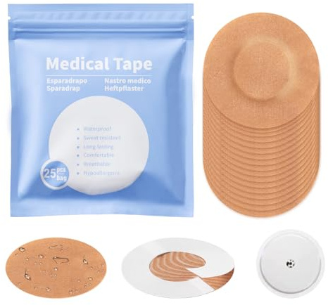 25 x Freestyle Libre Pflaster Wasserfest, Libre 1/2/3 Sensor Sticker, Wasserdicht und Langlebig Pflaster für Freestyle Libre 1/2/3, Nicht klebendes Zentrum, wasserdichter Schutz, 14 Tage Halt