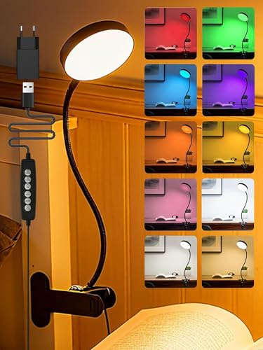 Lampe de Bureau,72 LED 10 RVB Couleurs+10 Niveaux de Luminosité Lampe Pince