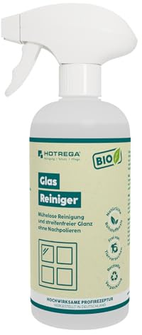 HOTREGA BIO Glasreingier 500 ml Sprühflasche | 100% streifen- & schlierenfrei | Für Fenster, Spiegel, Glastüren, Autoscheiben uvm. | Gebrauchsfertig